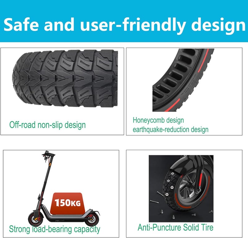 TOCBEUU 10X2.125 Inch Solid Tires for Electric Scooter, 50/75-6.1 Replacement Wheel, 10X2.125 Rubber Tyre for Gotrax G4/XR/VR& Turboant X7 MAX/Pro/M10& F25& Xiaomi M365/Pro/Pro 2/1S-Red (2PCS) - Image 4